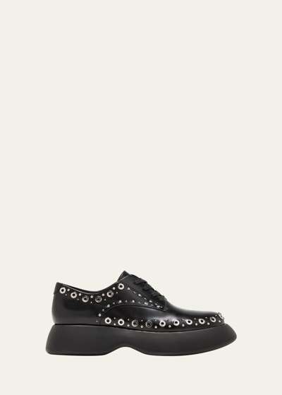 3.1 Phillip Lim / フィリップ リム Mercer Grommet Leather Lace-up Loafers In Black