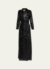 L AGENCE CAMERON SEQUINED MAXI SHIRTDRESS