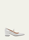Gianvito Rossi Patent Mary Jane Block-heel Pumps In Offwhite