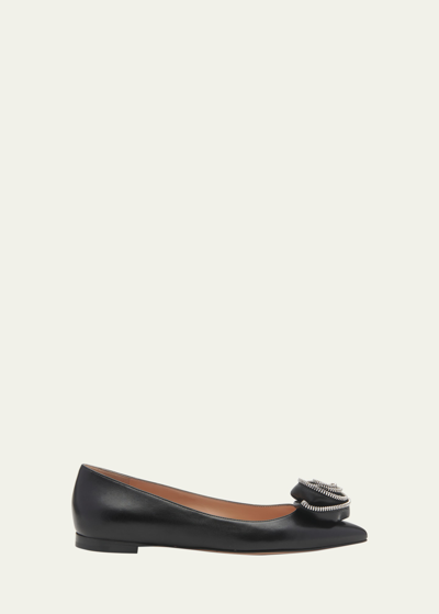Gianvito Rossi Bow-detail Ballerina Shoes In Black