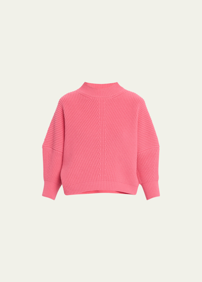 Sa Su Phi Ribbed Three-quarter Sleeve Cashmere Sweater In Pink Peonia
