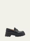 GIANVITO ROSSI LEATHER CASUAL LUG-SOLE LOAFERS