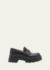 Gianvito Rossi Farren Leather Platform Penny Loafers In Black