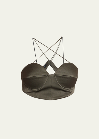 Alex Perry Cupped Sweetheart Bra Top In Khaki