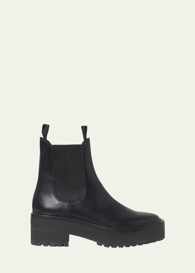 Loeffler Randall Reggie Leather Chelsea Ankle Booties In Black