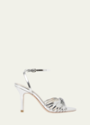 Loeffler Randall Ada Metallic Ankle-strap Sandals In Silvr