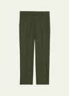 Theory Treeca Skinny-leg Cropped Good Wool Suiting Pants In Dk Olive