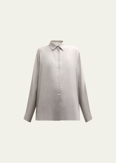 The Row Sisilia Button-front Silk Shirt In Rattan