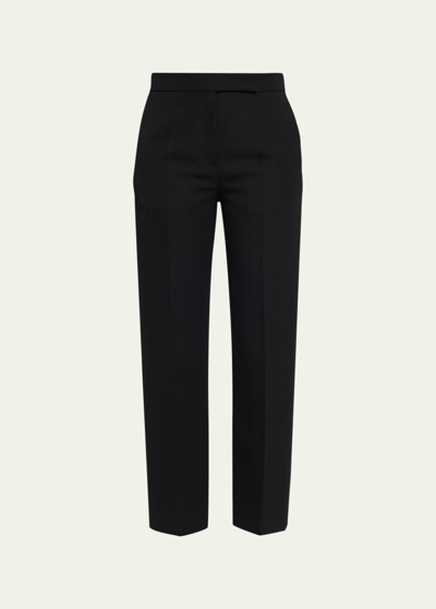 The Row Vesta Straight-leg Crop Wool Crepe Pants In Black