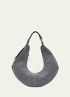 Proenza Schouler White Label Chrystie Zip Suede Shoulder Bag In Steel
