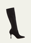 Manolo Blahnik Pamfilo 90 Stretch-suede Knee Boots In Black