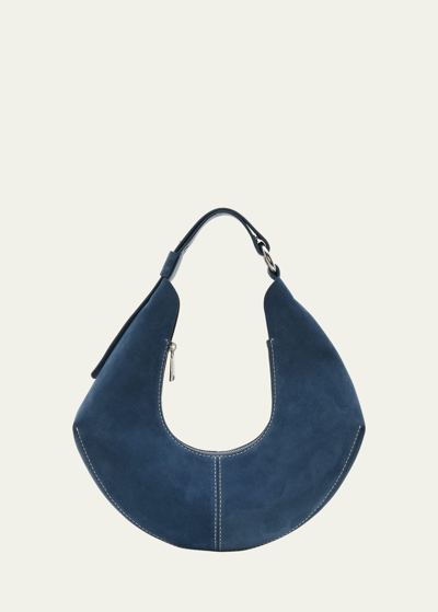 Proenza Schouler White Label Chrystie Zip Suede Shoulder Bag In Slate Blue