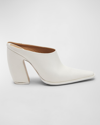Bottega Veneta Leather Tex Mules With Covered Heel 10cm In 9013 White
