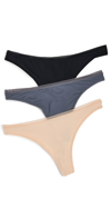 LIVELY THE NO SHOW THONG 3 PACK TOASTED ALMOND/JET BLACK/HEATH
