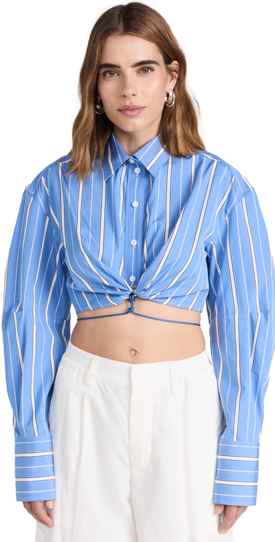 Jacquemus Woman Shirt Light Blue Size 6 Cotton