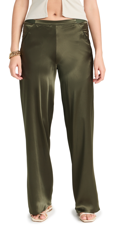 Christopher Esber Silk-satin Wide-leg Trousers In Dark Green