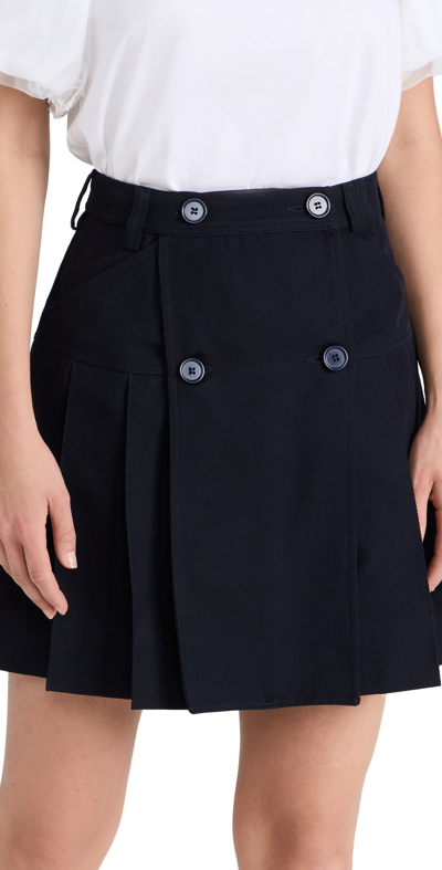 Simone Rocha Pleated Twill Mini Skirt In Navy