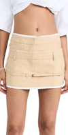 Jacquemus Caraco Buckled Layered Woven Mini Skirt In Beige