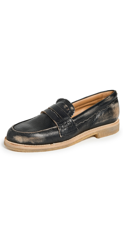 Golden Goose Jerry Grained Leather Penny Loafer In Black