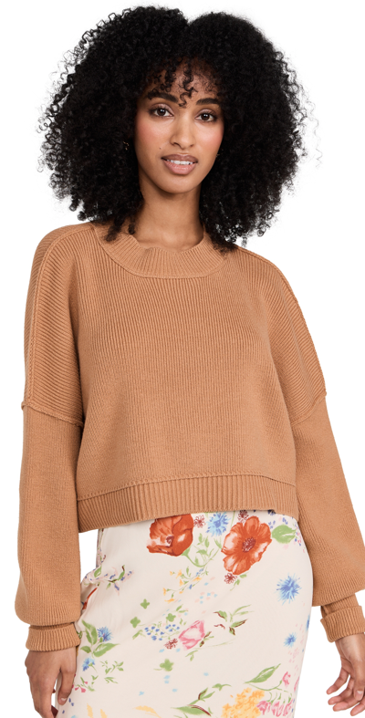 Free People Easy Street Crop Pullover In Camel