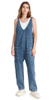 Free People High Roller Denim Jumpsuit In Sapphire Blue