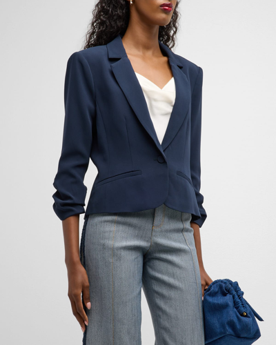 Cinq À Sept Khloe Petite Cropped 3/4-sleeve Blazer In Navy