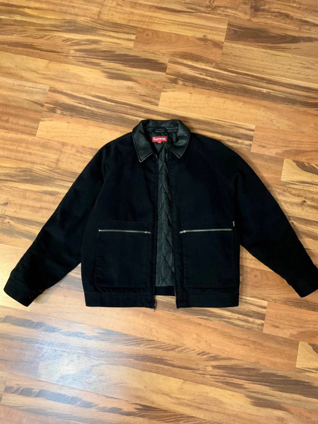 Pre-owned Supreme Leather Collar Work Jacket In Black | ModeSens