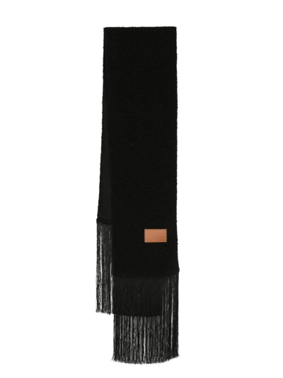 Forte Forte Fringed Knitted Scarf In Black