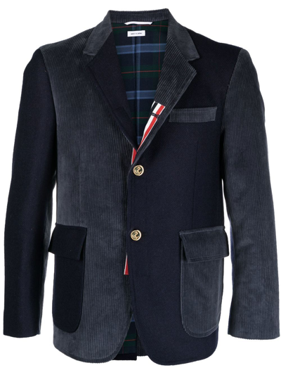 Thom Browne Panelled Corduroy Blazer In Blue