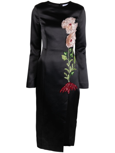 Rachel Gilbert Yolanda Floral-embroidery Midi Dress In Black