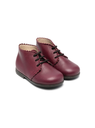 Pèpè Kids' Scalloped Edge Lace-up Boots In Purple