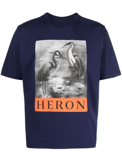 Heron Preston Heron Bw Graphic-print T-shirt In Blue