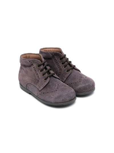 Pèpè Kids' Lace-up Suede Boots In Purple