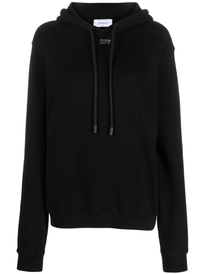 Off-white Embr Stitch Arrow Hoodie In Black