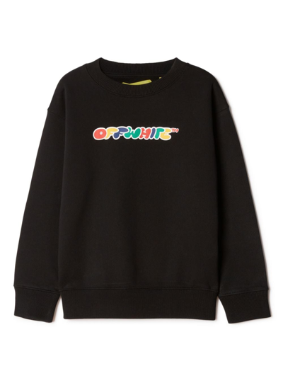 Off-white Kids' Arrows Cotton Sweatshirt In Black Mult