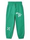 Off-white Paint Script Cotton Track Pants In Green