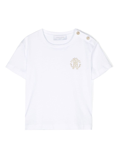 Roberto Cavalli Junior Kids' Embroidered-logo T-shirt In White