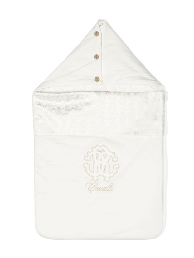 Roberto Cavalli Junior Embroidered-logo Baby Nest In White