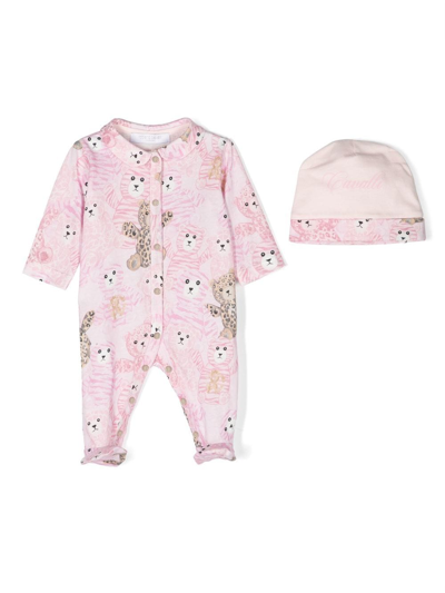 Roberto Cavalli Junior Animal-print Babygrow Set In Pink