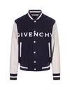 GIVENCHY GIVENCHY NAVY AND WHITE GIVENCHY BOMBER JACKET IN WOOL AND LEATHER