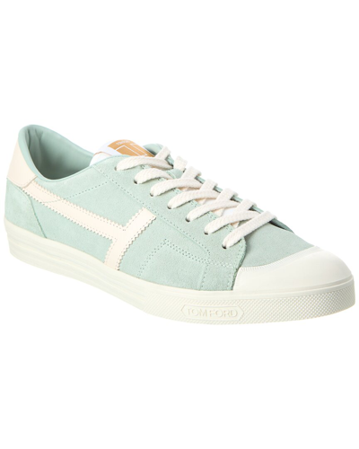 Tom Ford Low Top Leather Sneaker With Velcro In Green