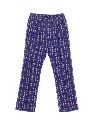 Needles Blue Jacquard Track Pants In Navy