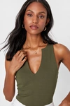 Lulus Trendy Endeavor Olive Green Ribbed Notched Tank Top In Olive Green
