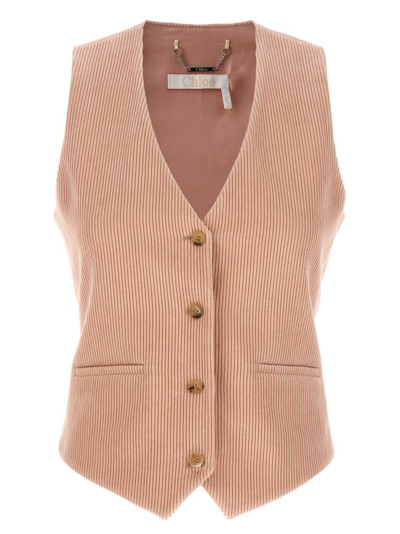 Chloé Corduroy Vest Gilet Pink