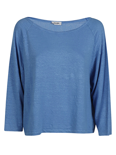 Base Linen Boat-neck Sweater In Blue