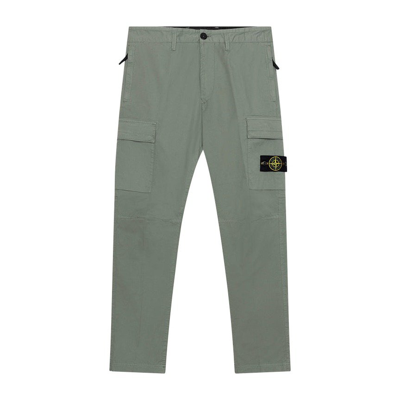 Stone Island Logo Patch Detail Trousers In Green