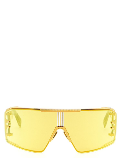 Balmain Eyewear Le Masque Oversized Frame Sunglasses In Yellow