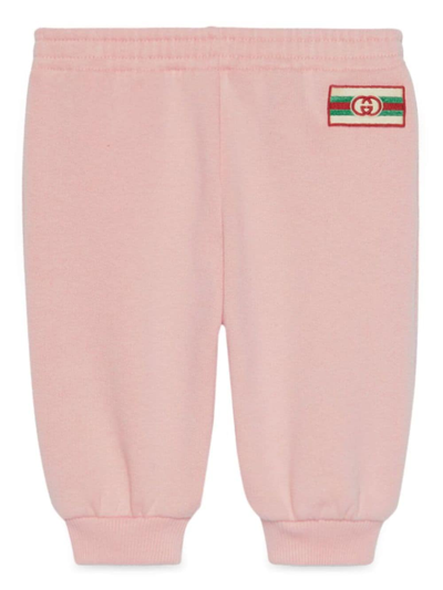 Gucci Babies' Logo-patch Cotton Track Trousers In Pink
