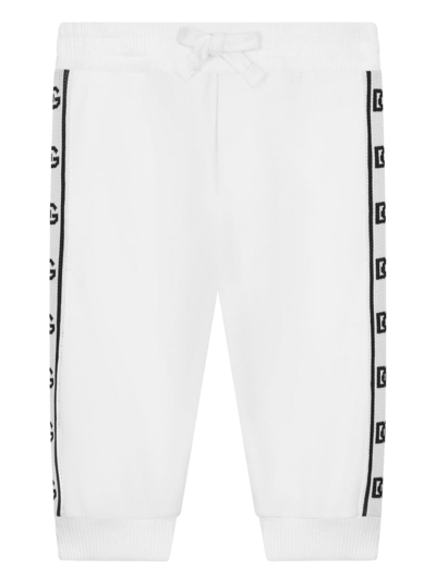Dolce & Gabbana Babies' Logo-tape Detail Cotton Track Pants In White