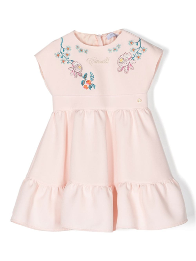 Roberto Cavalli Junior Babies' Logo刺绣连衣裙 In Pink